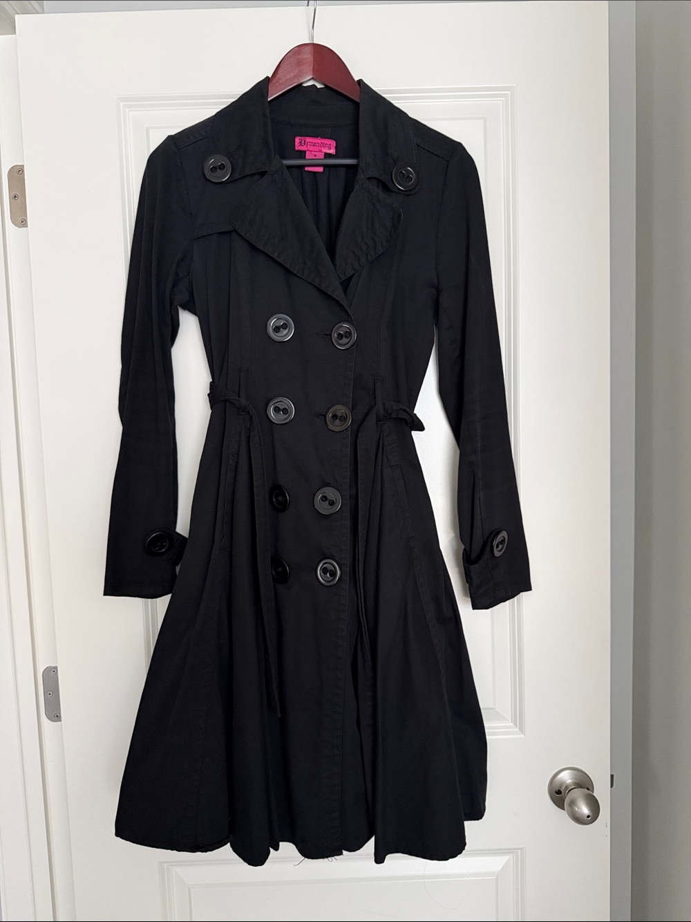 Betsey Johnson Black Double-Breasted Trench Coat